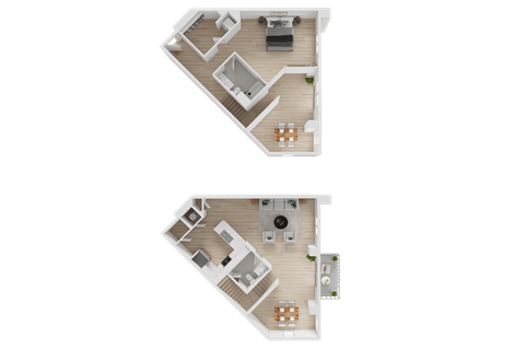 Floor plan for 1 bed, 1.5 baths, 1189 sqft
